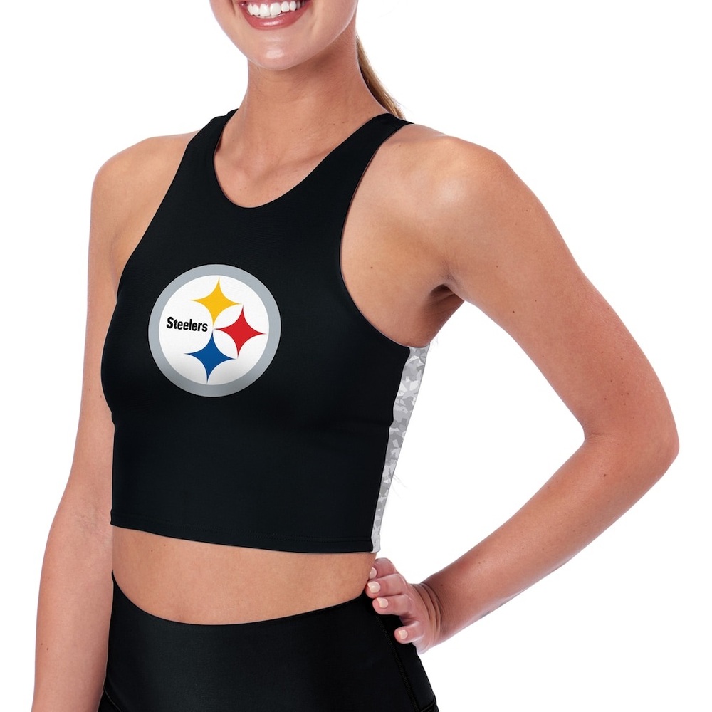 NEW NFL PITTSBURGH STEELERS LOGO MIDI BRA TANK TOP WORKOUT GYM CERTO MIDI LOGO